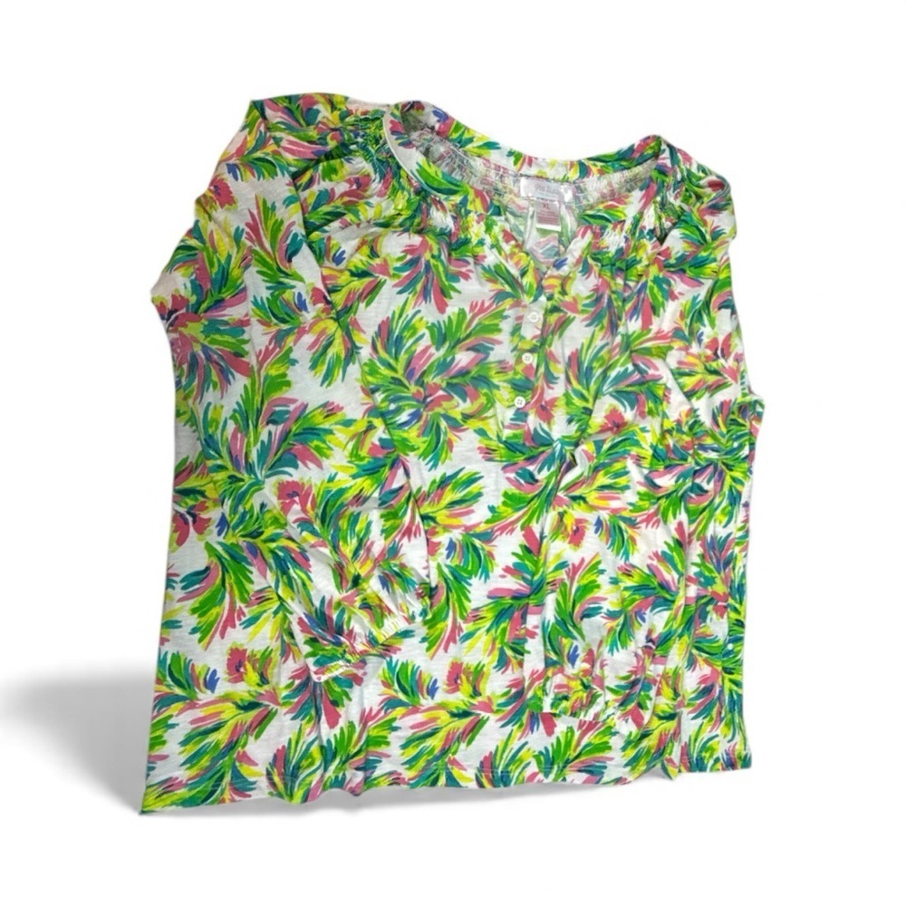 Stella Parker Peasant Fitting Top Women's White Floral 100% Cotton Size XL - Picture 4 of 7